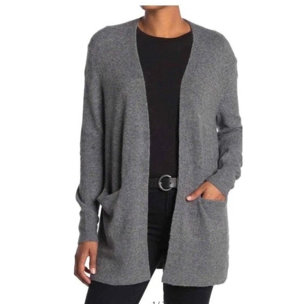 Madewell Walker Cardigan S Gray Merino Wool Alpaca Open Front Knit Sweater